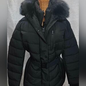 Michael Kors Black Jacket with Faux Fur Trim on Hood